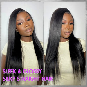 Natural Silky Straight Glueless Closure HD Lace 100% Human Hair Wigs - Wigtrends
