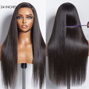 Natural Silky Straight Glueless Closure HD Lace 100% Human Hair Wigs - Wigtrends