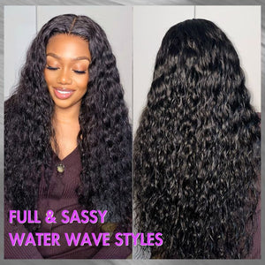 Natural Water Wave Glueless 7x6 Closure HD Lace Curly 100% Human Hair Wigs - Wigtrends