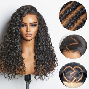 Natural Water Wave Glueless 7x6 Closure HD Lace Curly 100% Human Hair Wigs - Wigtrends