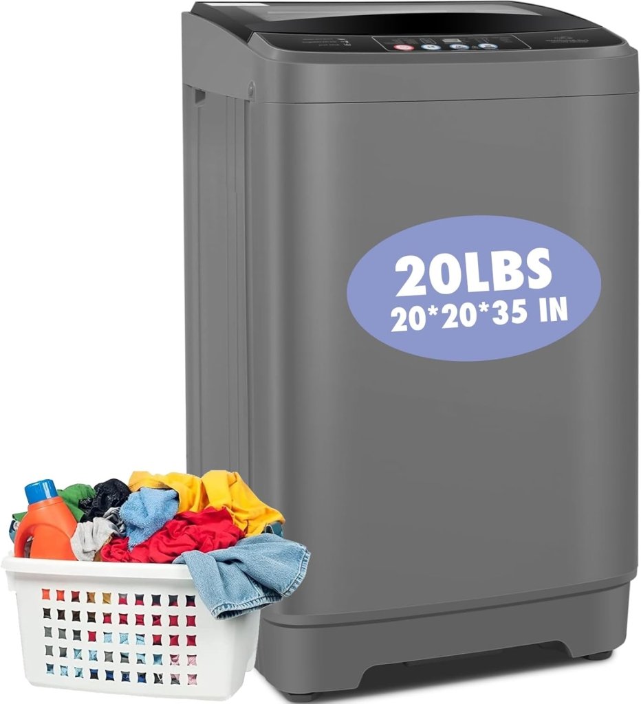 Nictemaw Portable Washing Machine, 20Lbs Capacity Full - Automatic Portable Washer Machine, 2.8Cu.ft Washer and Dryer Combo with Drain Pump, 10 Programs & 8 Water Levels for Apartment, Dorms, RV - Wigtrends