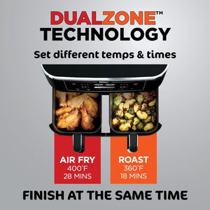 Ninja Foodi 6 - in - 1 FlexBasket Air Fryer with 7 - QT MegaZone & Basket Divider for Large Proteins & Full Meals, Smart Finish Cook 2 Foods 2 Ways, Family Sized Capacity, Air Fry, Roast & More - Wigtrends