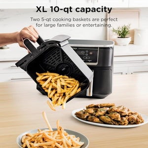 Ninja Foodi 6 - in - 1 FlexBasket Air Fryer with 7 - QT MegaZone & Basket Divider for Large Proteins & Full Meals, Smart Finish Cook 2 Foods 2 Ways, Family Sized Capacity, Air Fry, Roast & More - Wigtrends