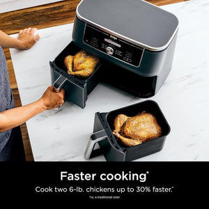 Ninja Foodi 6 - in - 1 FlexBasket Air Fryer with 7 - QT MegaZone & Basket Divider for Large Proteins & Full Meals, Smart Finish Cook 2 Foods 2 Ways, Family Sized Capacity, Air Fry, Roast & More - Wigtrends