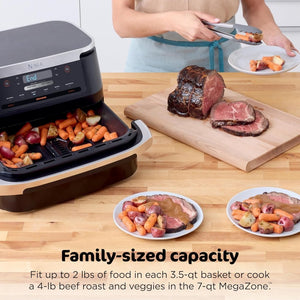 Ninja Foodi 6 - in - 1 FlexBasket Air Fryer with 7 - QT MegaZone & Basket Divider for Large Proteins & Full Meals, Smart Finish Cook 2 Foods 2 Ways, Family Sized Capacity, Air Fry, Roast & More - Wigtrends