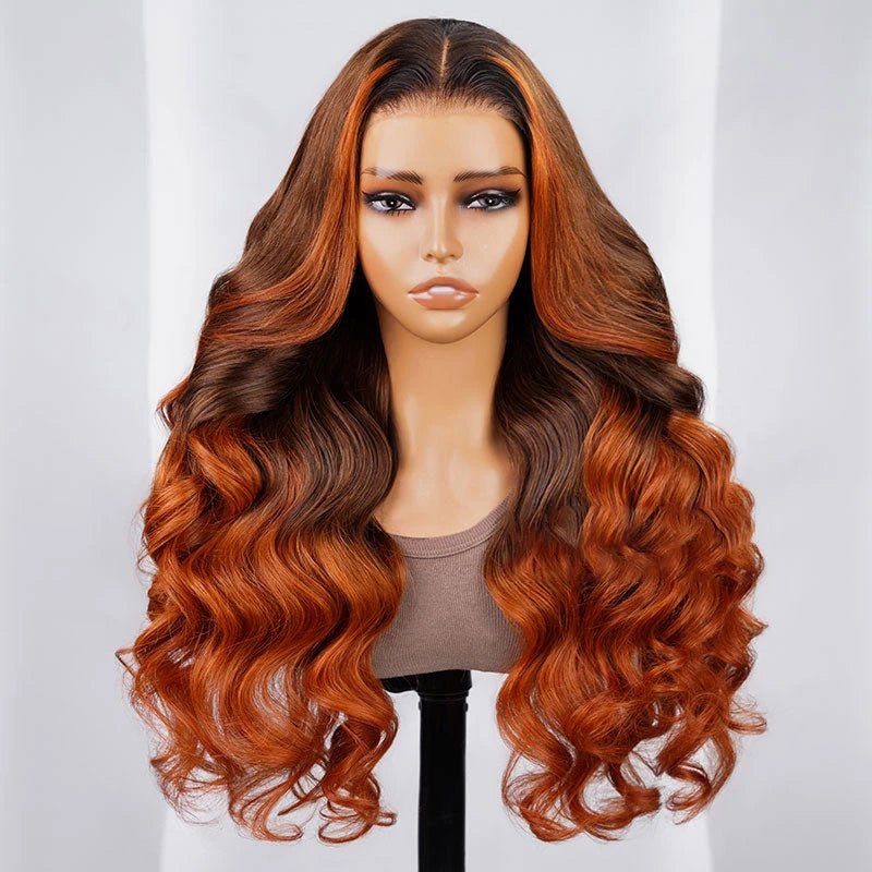 Ombre Brown Body Wave Human Hair Wig - Wigtrends