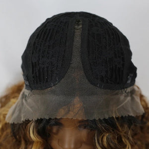 Ombre Brown Long Curly Synthetic Lace Front Wig - Wigtrends