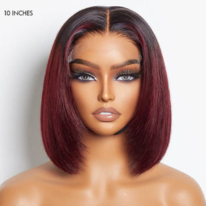 Ombre Highlight Silky Blunt Cut Bob Wigs - Wigtrends