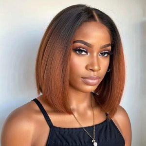 Ombre Highlight Silky Blunt Cut Bob Wigs - Wigtrends