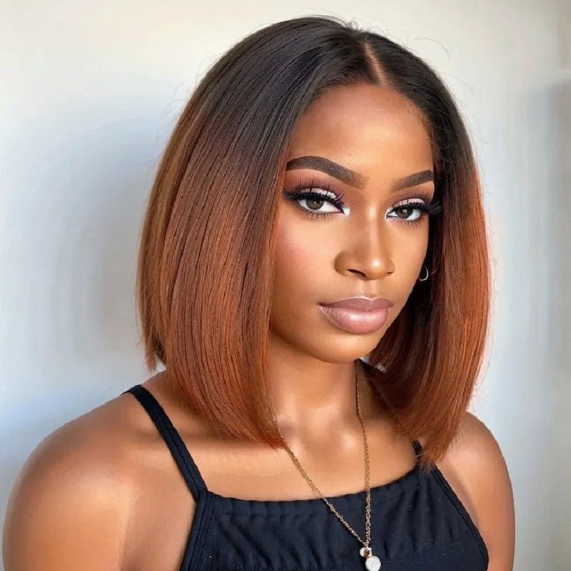 Ombre Highlight Silky Blunt Cut Bob Wigs - Wigtrends