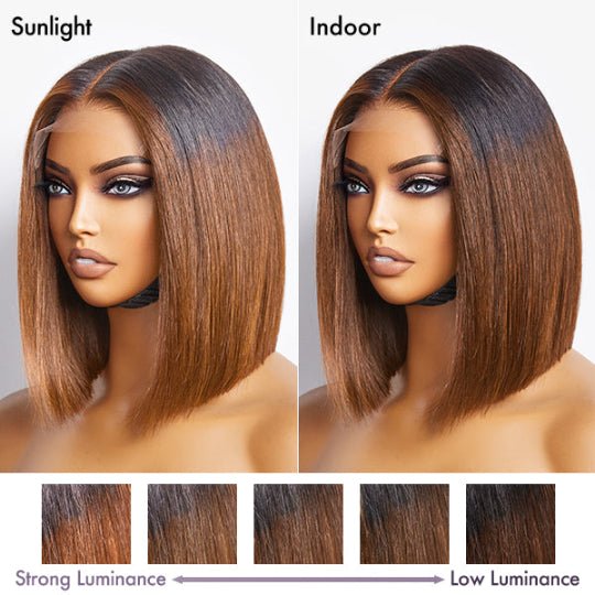 Ombre Highlight Silky Blunt Cut Bob Wigs - Wigtrends