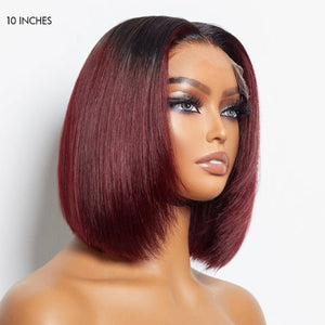 Ombre Highlight Silky Blunt Cut Bob Wigs - Wigtrends