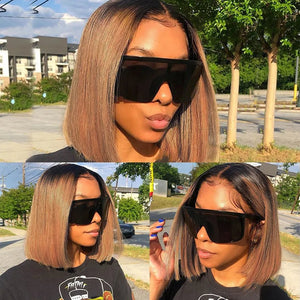 Ombre Highlight Silky Blunt Cut Bob Wigs - Wigtrends