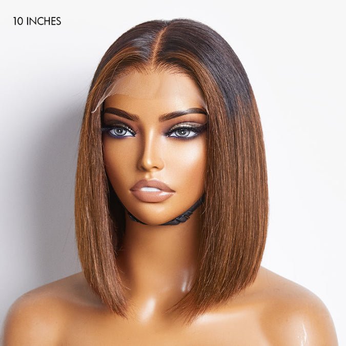 Ombre Highlight Silky Blunt Cut Bob Wigs - Wigtrends