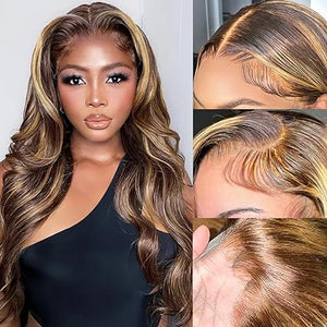 Ombre Lace Front Wig Human Hair 13x4 4/27 Highlight Lace Front Wig Human Hair Honey Blonde Wig - Wigtrends