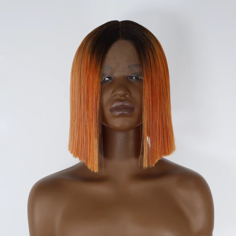 Ombre Orange Straight Synthetic Bob Wig - Wigtrends