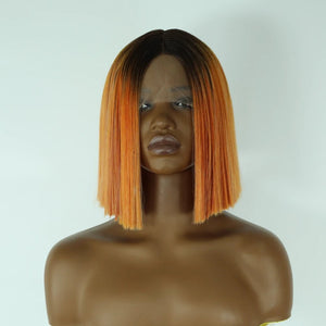 Ombre Orange Straight Synthetic Bob Wig - Wigtrends