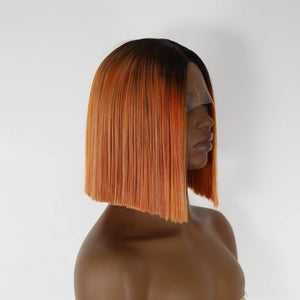 Ombre Orange Straight Synthetic Bob Wig - Wigtrends