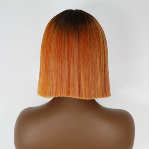 Ombre Orange Straight Synthetic Bob Wig - Wigtrends