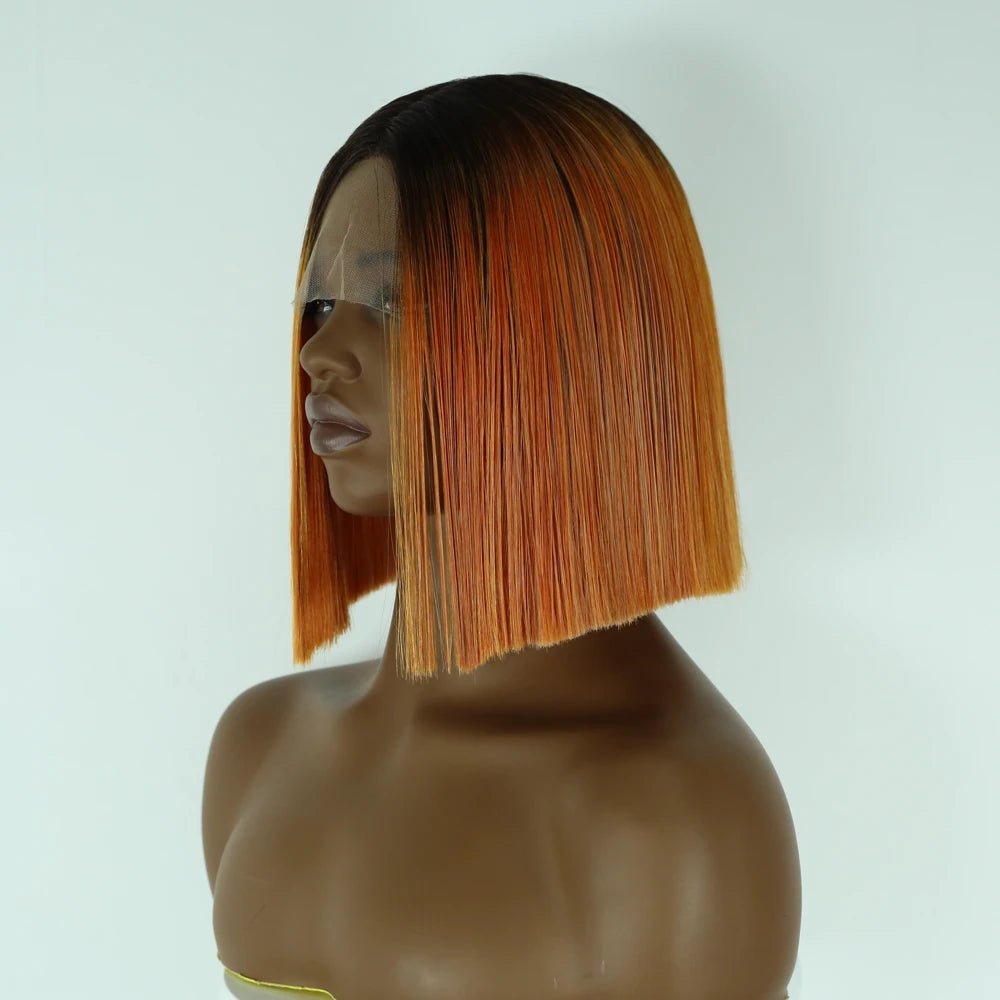 Ombre Orange Straight Synthetic Bob Wig - Wigtrends