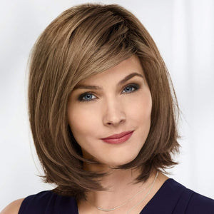 Paula Young Shannon Versafiber Wig Mid - Length, Straight Bob Wig In Heat - Resistant, Curlable Fiber/Multi - tonal Shades of Blonde, Grey, Brown, and Red - Wigtrends