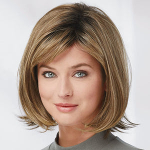 Paula Young Shannon Versafiber Wig Mid - Length, Straight Bob Wig In Heat - Resistant, Curlable Fiber/Multi - tonal Shades of Blonde, Grey, Brown, and Red - Wigtrends