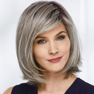 Paula Young Shannon Versafiber Wig Mid - Length, Straight Bob Wig In Heat - Resistant, Curlable Fiber/Multi - tonal Shades of Blonde, Grey, Brown, and Red - Wigtrends