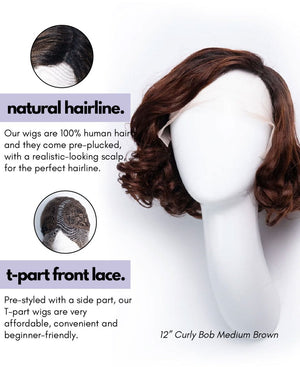 pixie cut Synthetic Hair wig - 6" medium brown - Wigtrends