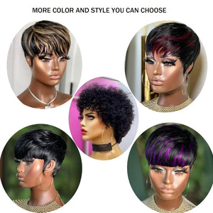 Pixie Cut Wigs for Black Women Human Hair Trend Colored Wigs Short Layered Pixie Wigs - Wigtrends
