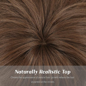 Pixie Cut Wigs Synthetic Short Brown Blonde Bangs Glueless Layered Wavy Wigs - Wigtrends