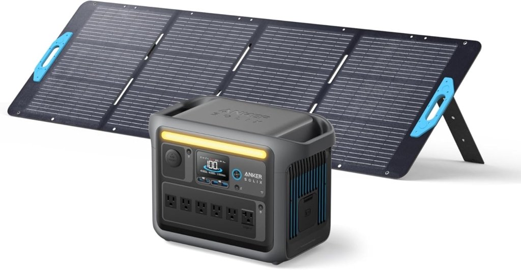 Portable Power Station, 1800W (2400W Peak) Solar Generator, 58 Minutes to Fully Charge, 1056wh LiFePO4 Battery, - Wigtrends