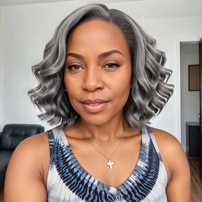 Put On & Go Salt And Pepper Body Wave Glueless 5x5 Closure Lace Wig - Wigtrends