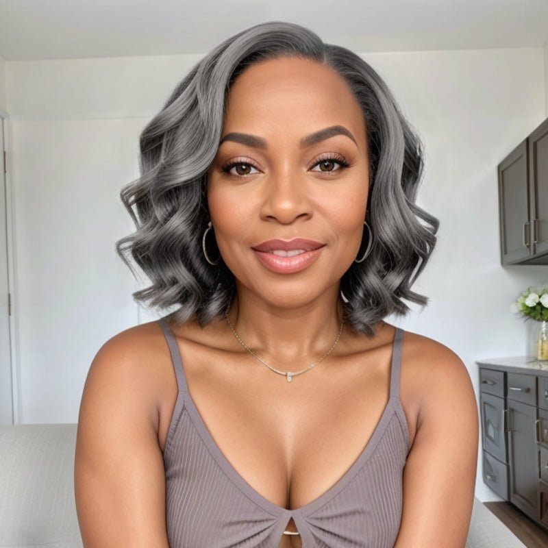Put On & Go Salt And Pepper Body Wave Glueless 5x5 Closure Lace Wig - Wigtrends