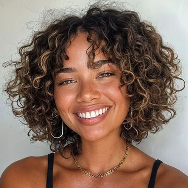 Put On & Go Short Blonde Highlights Curly Bob Wig - Wigtrends
