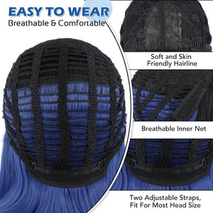 Quick Wig Ombre Wig Short Straight Bob Wig Black to Grey Wig Colorful Wigs for Girls and Women Shoulder Length Synthetic Halloween Cosplay Party Wigs 14 Inches - Wigtrends