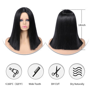 Quick Wig Ombre Wig Short Straight Bob Wig Black to Grey Wig Colorful Wigs for Girls and Women Shoulder Length Synthetic Halloween Cosplay Party Wigs 14 Inches - Wigtrends