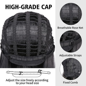 Quick Wig Ombre Wig Short Straight Bob Wig Black to Grey Wig Colorful Wigs for Girls and Women Shoulder Length Synthetic Halloween Cosplay Party Wigs 14 Inches - Wigtrends