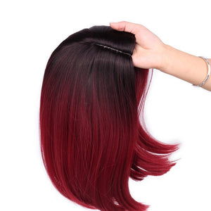 Quick Wig Ombre Wig Short Straight Bob Wig Black to Grey Wig Colorful Wigs for Girls and Women Shoulder Length Synthetic Halloween Cosplay Party Wigs 14 Inches - Wigtrends