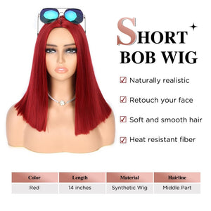 Quick Wig Ombre Wig Short Straight Bob Wig Black to Grey Wig Colorful Wigs for Girls and Women Shoulder Length Synthetic Halloween Cosplay Party Wigs 14 Inches - Wigtrends