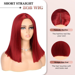 Quick Wig Ombre Wig Short Straight Bob Wig Black to Grey Wig Colorful Wigs for Girls and Women Shoulder Length Synthetic Halloween Cosplay Party Wigs 14 Inches - Wigtrends