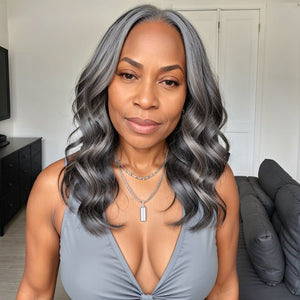 Ready & Go Salt And Pepper Glueless Body Wave 5x5 Closure Lace Wig 100% Human Hair - Wigtrends