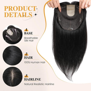 Real Human Hair Topper for Women – Hair Toppers for Thinning Hair & Hair Loss Coverage - Wigtrends