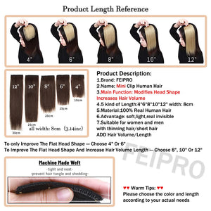 Real Remy Human Hair Clip in Hair Extensions Short Straight Thick Double Weft One Piece Hair Pieces Wig - Wigtrends