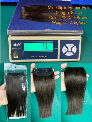 Real Remy Human Hair Clip in Hair Extensions Short Straight Thick Double Weft One Piece Hair Pieces Wig - Wigtrends