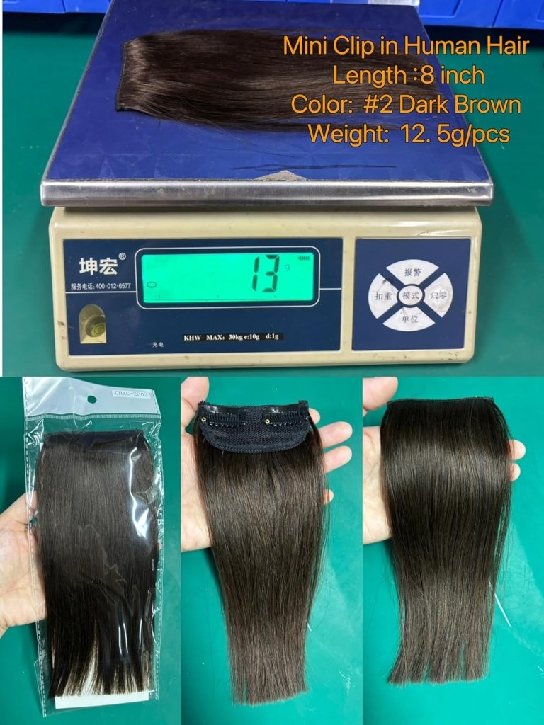 Real Remy Human Hair Clip in Hair Extensions Short Straight Thick Double Weft One Piece Hair Pieces Wig - Wigtrends