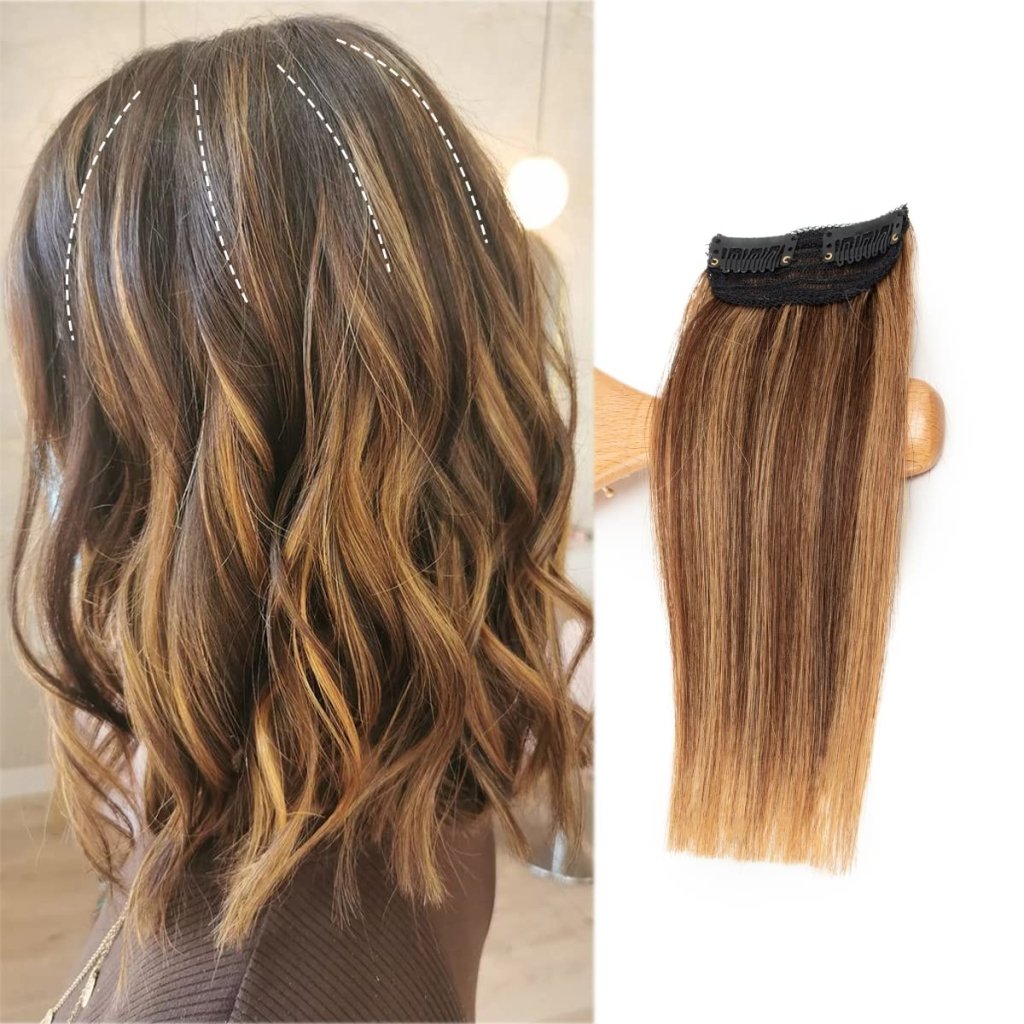 Real Remy Human Hair Clip in Hair Extensions Short Straight Thick Double Weft One Piece Hair Pieces Wig - Wigtrends