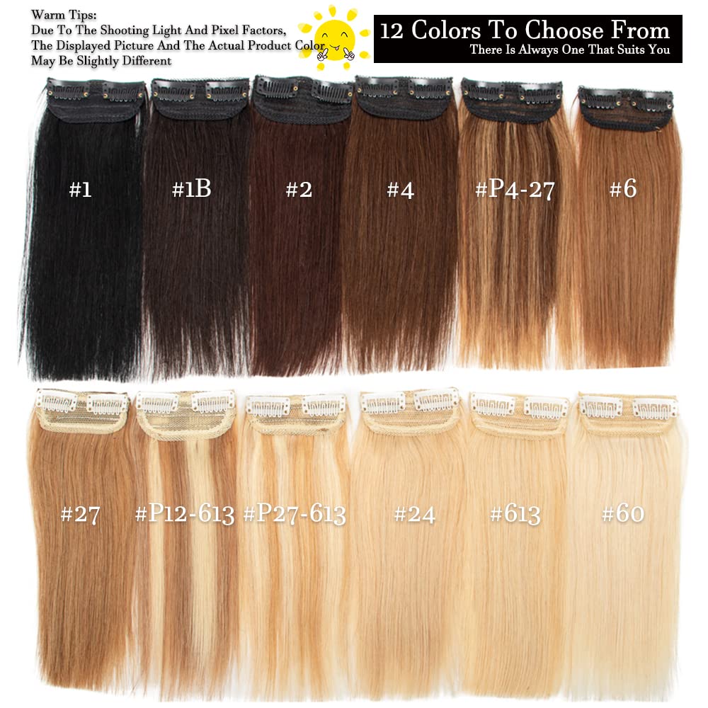 Real Remy Human Hair Clip in Hair Extensions Short Straight Thick Double Weft One Piece Hair Pieces Wig - Wigtrends