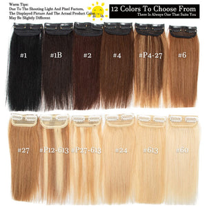 Real Remy Human Hair Clip in Hair Extensions Short Straight Thick Double Weft One Piece Hair Pieces Wig - Wigtrends