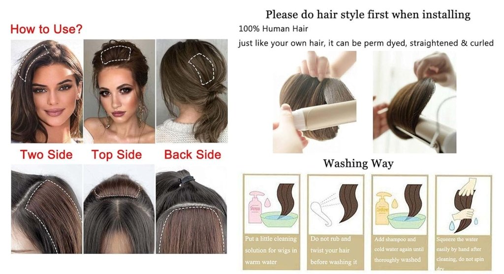 Real Remy Human Hair Clip in Hair Extensions Short Straight Thick Double Weft One Piece Hair Pieces Wig - Wigtrends