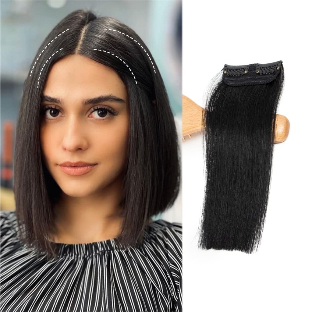Real Remy Human Hair Clip in Hair Extensions Short Straight Thick Double Weft One Piece Hair Pieces Wig - Wigtrends